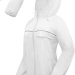 Rain Jacket Women Lightweight Packable Waterproof Raincoat with Hood Windproof Windbreaker for Hiking Running