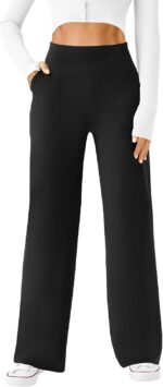 Women Wide Leg Yoga Pants Casual Work Dress Pants Lounge Sweatpants High Waist Comfy Loose Trousers with Pockets