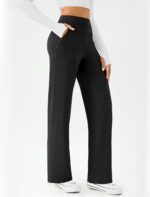 Women Wide Leg Yoga Pants Casual Work Dress Pants Lounge Sweatpants High Waist Comfy Loose Trousers with Pockets - Image 2