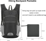 15L Hiking Backpack Foldable Ultralight Hiking Pack Small Travel Backpackfor Women Men (Black) - Image 2