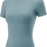 Womens Workout Tops Short Sleeve Raglan Athletic Shirts Yoga Gym Crewneck Quick Dry Tshirts