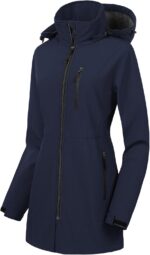 Women Lightweight Waterproof Long Softshell Tactical Jacket Fleece Lined Windbreaker