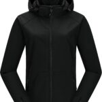 33,000ft Women Waterproof Softshell Jacket with Removable Hood Lightweight Fleece Lined Warm Insulated Rain Windbreaker