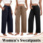 Pack Women Wide Leg Yoga Pant High Waist Drawstring Sweatpants Loose Open Bottom Lounge Pants with Pockets - Image 2
