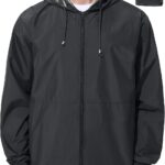 Mens Rain Jacket Raincoat Windbreaker Running Waterproof Lightweight Packable with Hood Travel Hiking Cycling